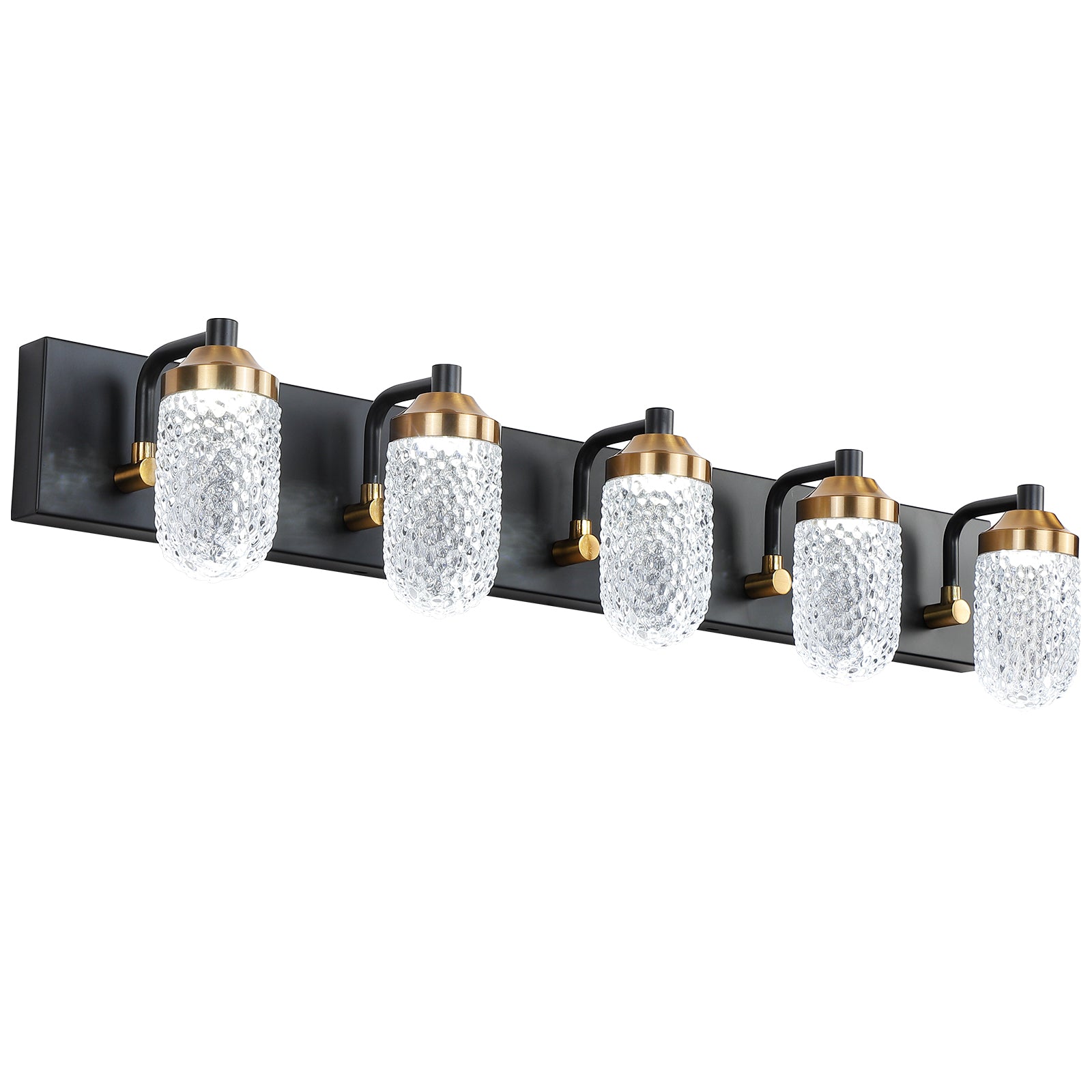 Vanity Lights With 5 Led Bulbs For Bathroom Lighting Black Glass