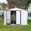 Metal Garden Sheds 6Ftx8Ft Outdoor White Offee White Metal