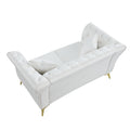 Chesterfield Sofa ,Stanford Sofahigh Quality Chesterfield Sofa ,White Colortufted And Wrinkled Fabric Sofa Contemporary Stanford Sofa .Rseater Tufted Sofa With Scroll Arm And Scroll Back White Velvet