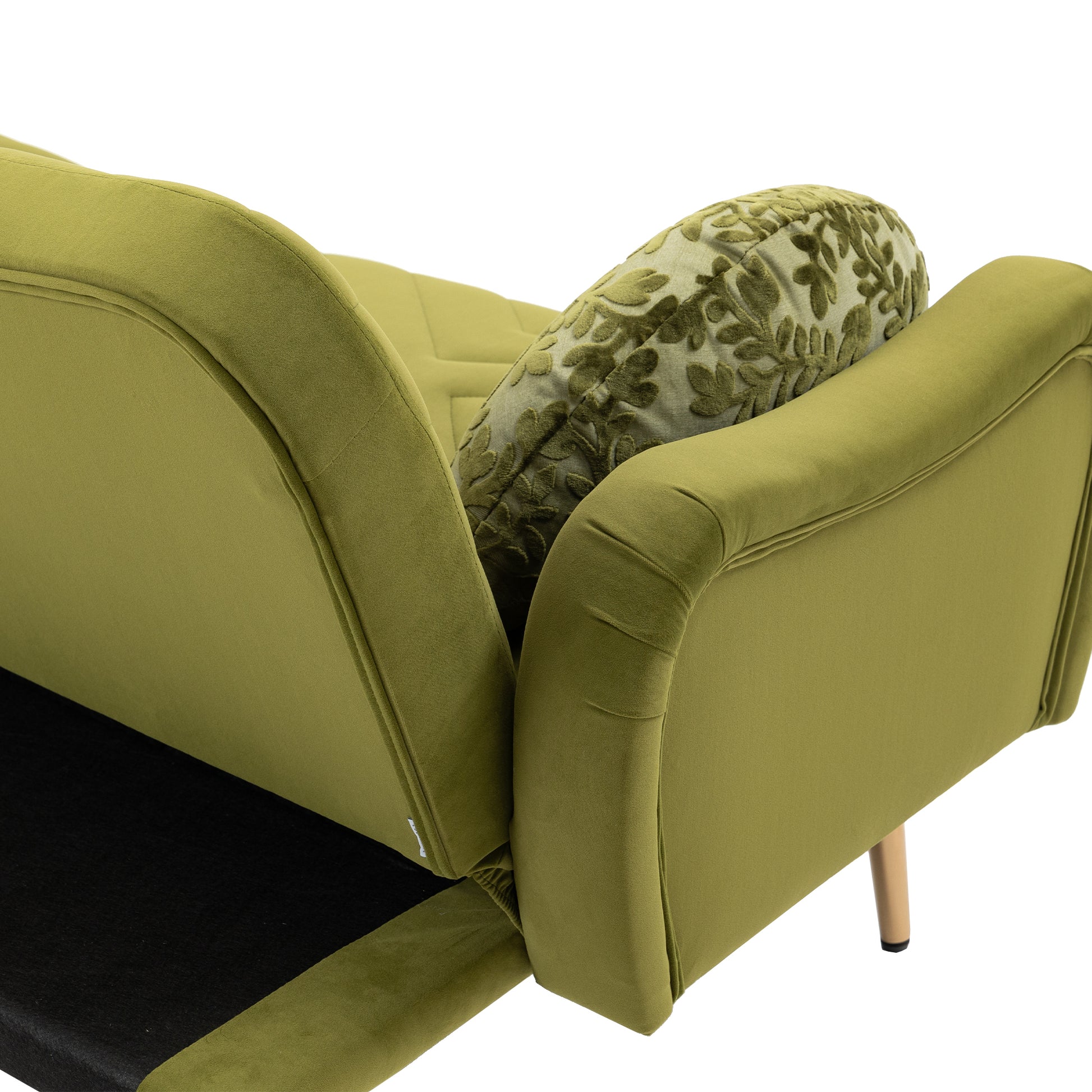 Coolmore Couches For Living Room 65 Inch, Mid Century Modern Velvet Beautiful Seats Sofa With 2 Bolster Pillows, Loveseat Armrest For Bedroom, Apartment, Home Office Olive Polyester