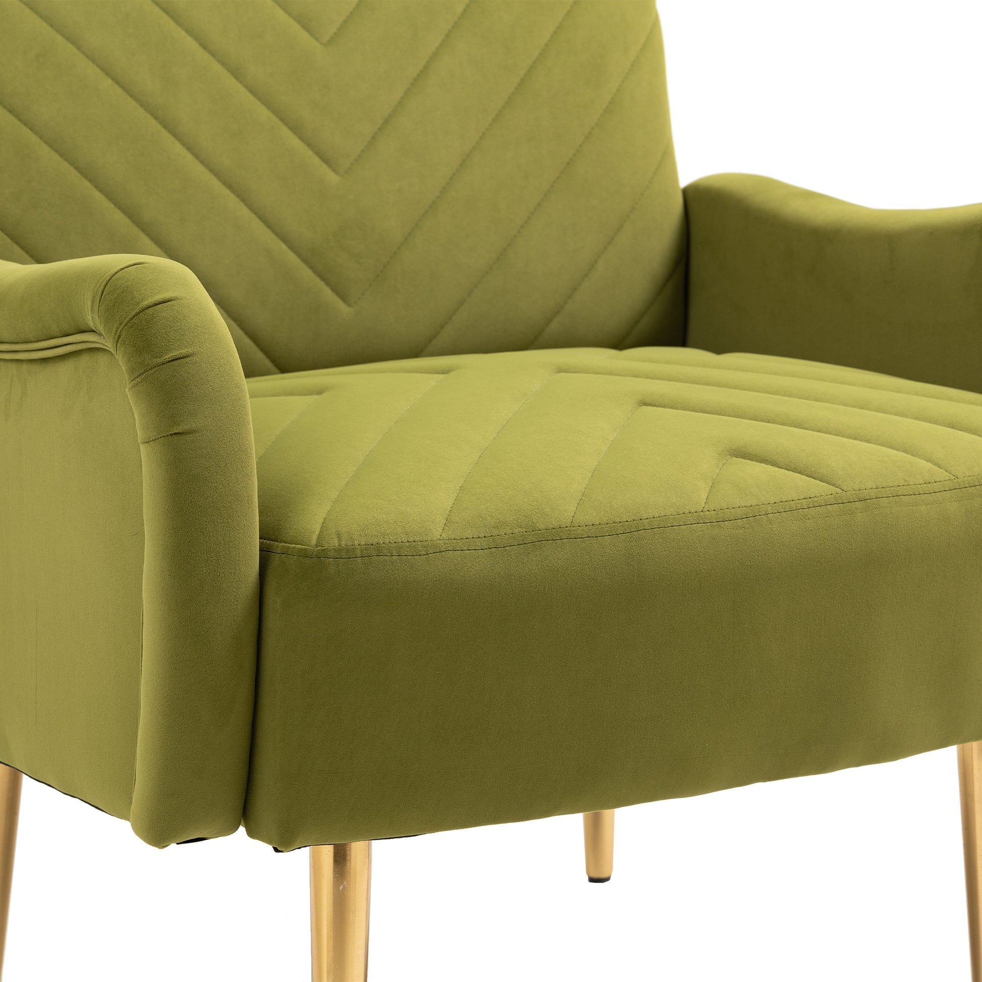 Coolmore Velvet Chairaccent Chair Living Room Lesiure Chair With Metal Feet Olive Polyester