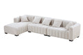 139'' Channel Tufted Sofa Velvet Upholstered Left Chaise Modular Sofa Beige Beige Velvet