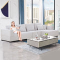 Right Chaise 134'' Mid Century Modern Sofa Couch For Living Room Sofa, Beige Beige Fabric