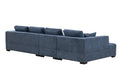 134'' Mid Century Modern Sofa With Left Chaise For Living Room Sofa, Blue Blue Fabric