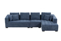 134'' Mid Century Modern Sofa With Right Chaise For Living Room Sofa, Blue Blue Fabric