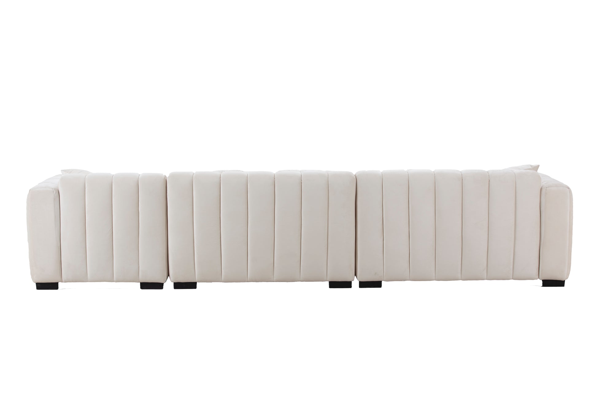 L Shape Sectional Sofa With Deep Tufted Velvet Upholstered Right Chaise Modular Sofa Beige Beige Fabric