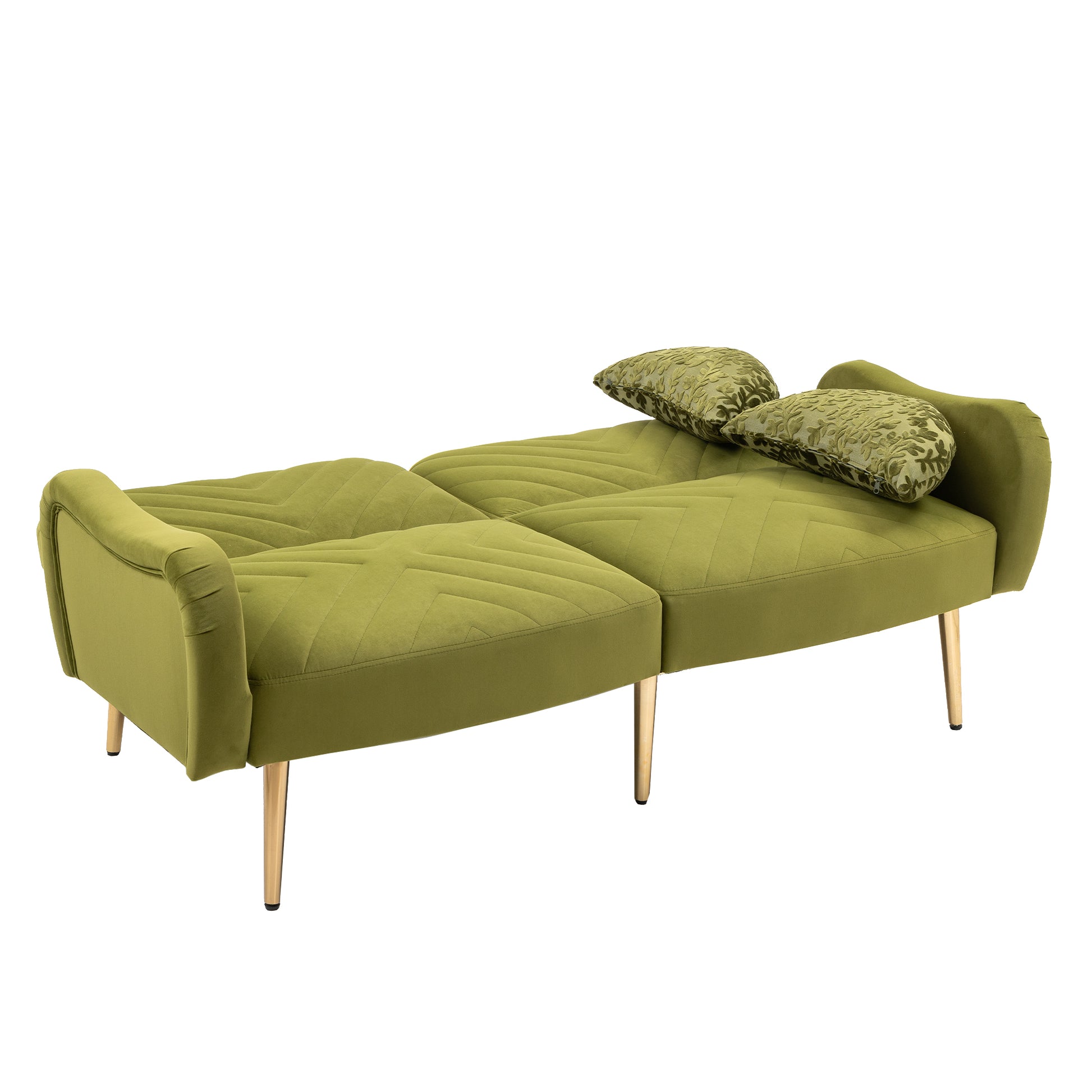 Coolmore Couches For Living Room 65 Inch, Mid Century Modern Velvet Beautiful Seats Sofa With 2 Bolster Pillows, Loveseat Armrest For Bedroom, Apartment, Home Office Olive Polyester