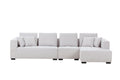 Right Chaise 134'' Mid Century Modern Sofa Couch For Living Room Sofa, Beige Beige Fabric