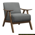Modern Home Furniture Gray Fabric Upholstered 1Pc Accent Chair Walnut Finish Wood Cushion Back And Seat Furniture Gray Primary Living Space Retro Solid Wood