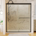 60 In. X 70 In. Traditional Sliding Shower Door In Matte Black With Clear Glass Matte Black Aluminium