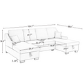 Upholstery Sleeper Sectional Sofa With Double Storage Spaces, 2 Tossing Cushions, Grey Grey Linen