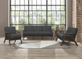 Modern Home Furniture Dark Gray Fabric Upholstered 1Pc Accent Chair Cushion Back And Seat Walnut Finish Solid Rubber Wood Furniture Dark Gray Primary Living Space Retro Solid Wood