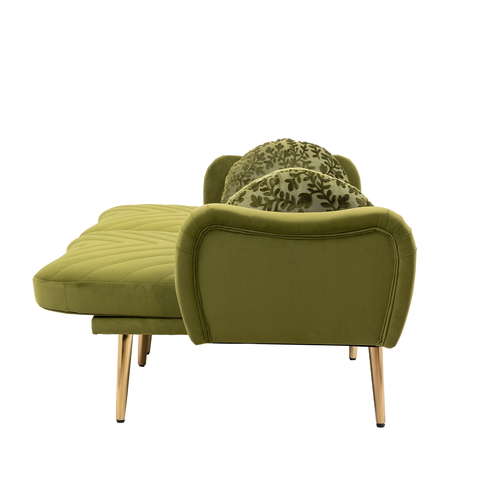 Coolmore Couches For Living Room 65 Inch, Mid Century Modern Velvet Beautiful Seats Sofa With 2 Bolster Pillows, Loveseat Armrest For Bedroom, Apartment, Home Office Olive Polyester