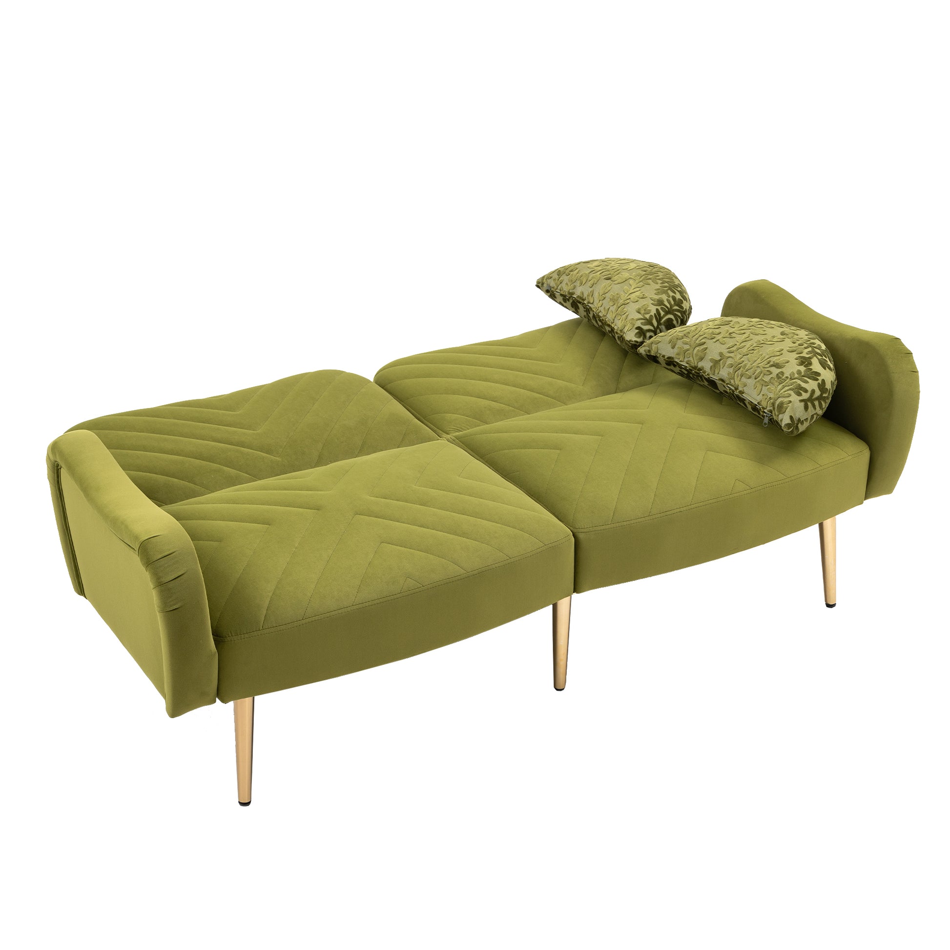 Coolmore Couches For Living Room 65 Inch, Mid Century Modern Velvet Beautiful Seats Sofa With 2 Bolster Pillows, Loveseat Armrest For Bedroom, Apartment, Home Office Olive Polyester
