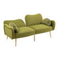 Coolmore Couches For Living Room 65 Inch, Mid Century Modern Velvet Beautiful Seats Sofa With 2 Bolster Pillows, Loveseat Armrest For Bedroom, Apartment, Home Office Olive Polyester