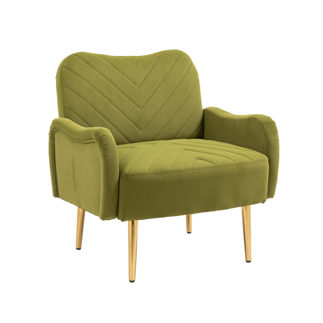 Coolmore Velvet Chairaccent Chair Living Room Lesiure Chair With Metal Feet Olive Polyester