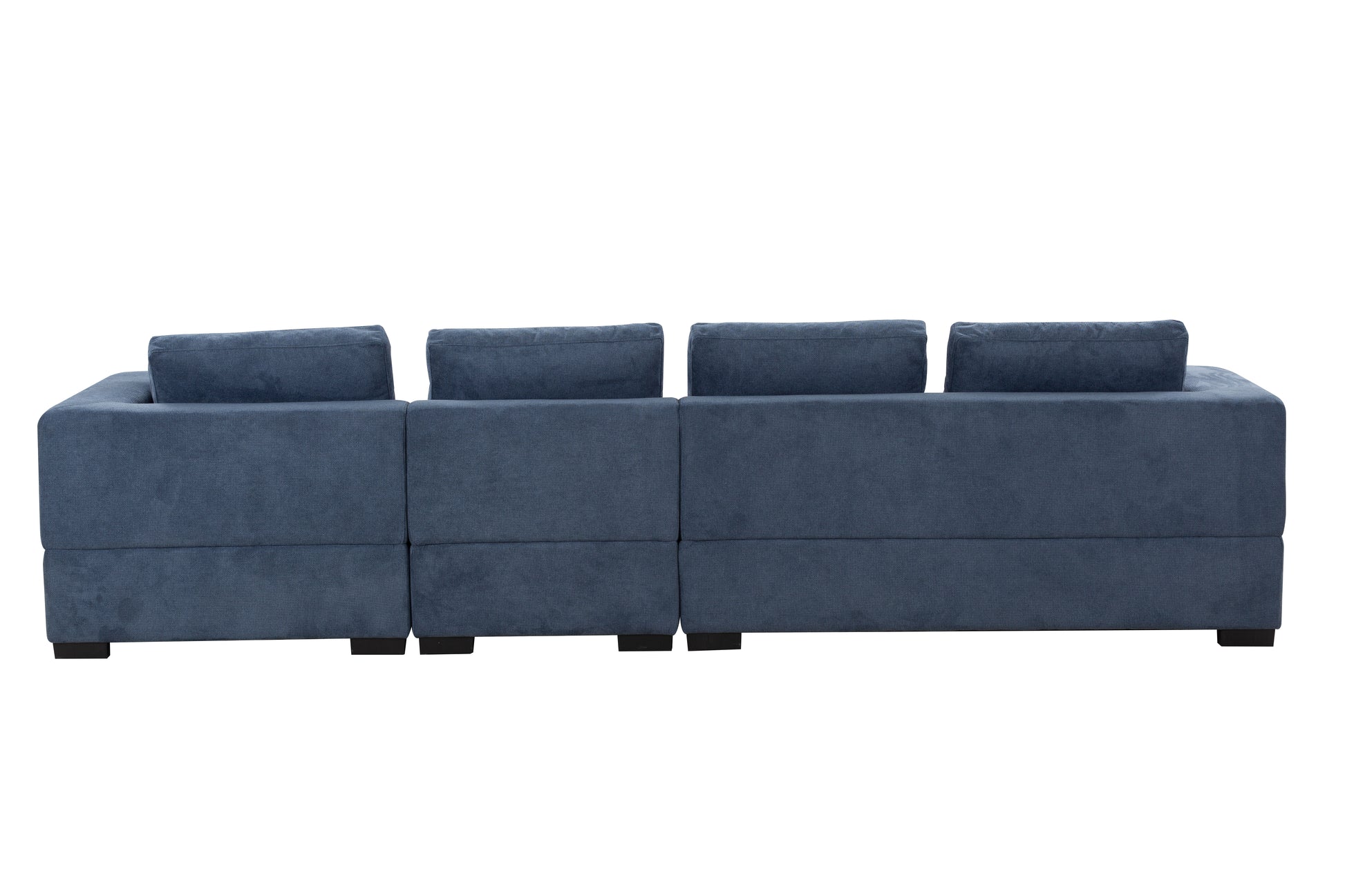 134'' Mid Century Modern Sofa With Right Chaise For Living Room Sofa, Blue Blue Fabric
