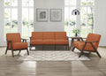 Modern Home Furniture Orange Color Fabric Upholstered 1Pc Accent Chair Cushion Back And Seat Walnut Finish Solid Rubber Wood Furniture Orange Primary Living Space Retro Solid Wood
