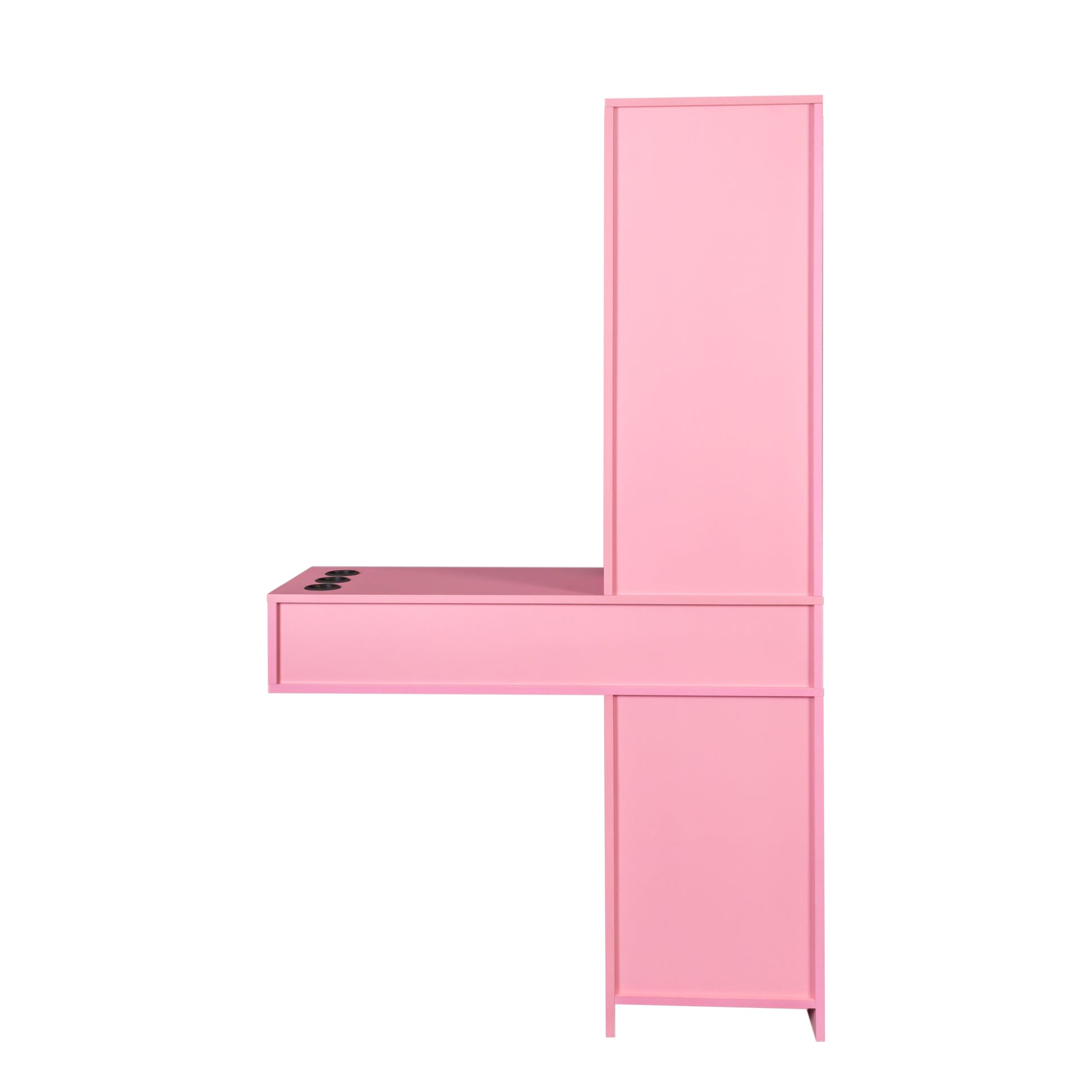 Pink Modern Simple Hair Desk, Multi Layer Storage Space Pink Mdf