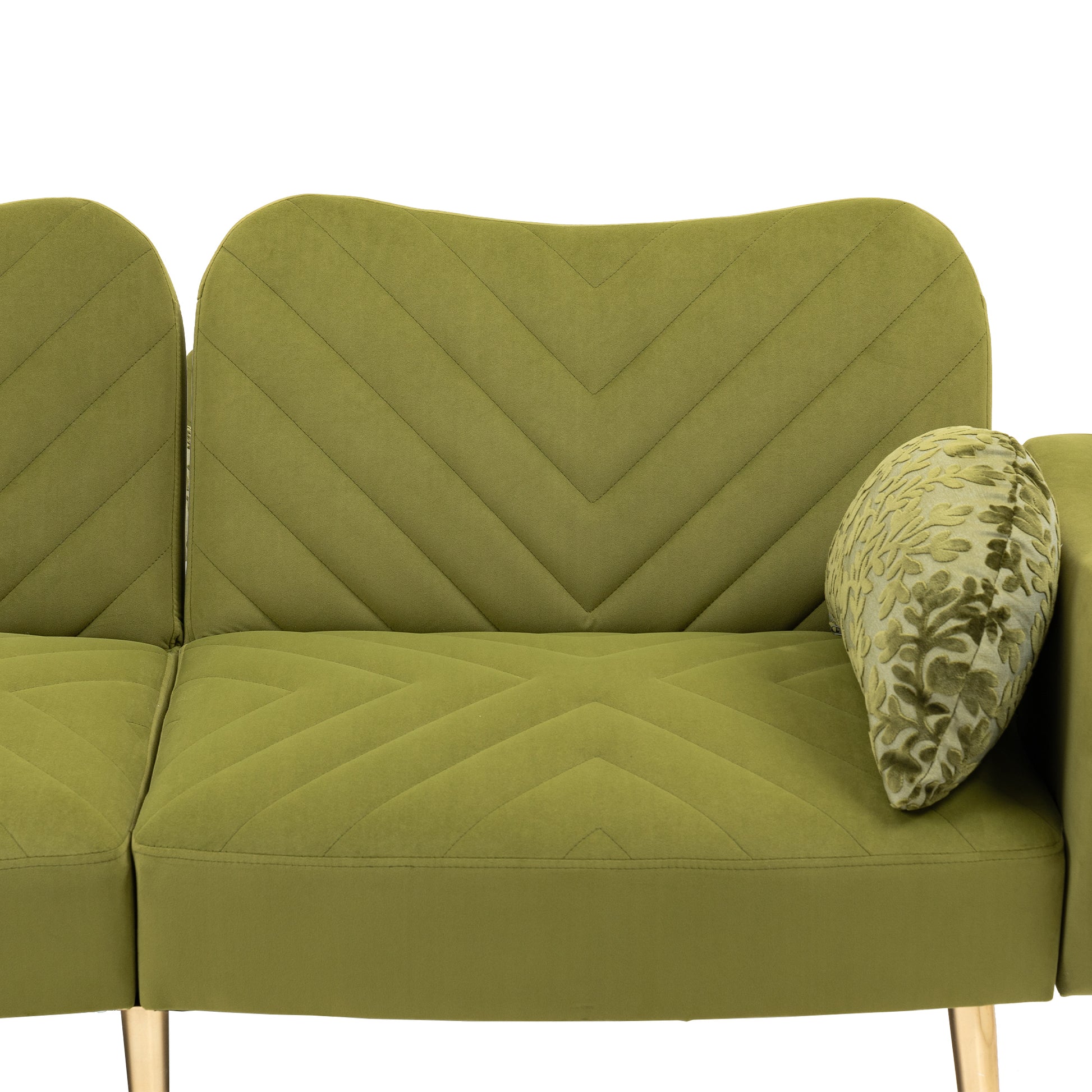 Coolmore Couches For Living Room 65 Inch, Mid Century Modern Velvet Beautiful Seats Sofa With 2 Bolster Pillows, Loveseat Armrest For Bedroom, Apartment, Home Office Olive Polyester