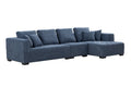 134'' Mid Century Modern Sofa With Right Chaise For Living Room Sofa, Blue Blue Fabric