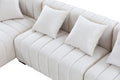 139'' Channel Tufted Sofa Velvet Upholstered Left Chaise Modular Sofa Beige Beige Velvet