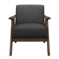 Modern Home Furniture Dark Gray Fabric Upholstered 1Pc Accent Chair Cushion Back And Seat Walnut Finish Solid Rubber Wood Furniture Dark Gray Primary Living Space Retro Solid Wood