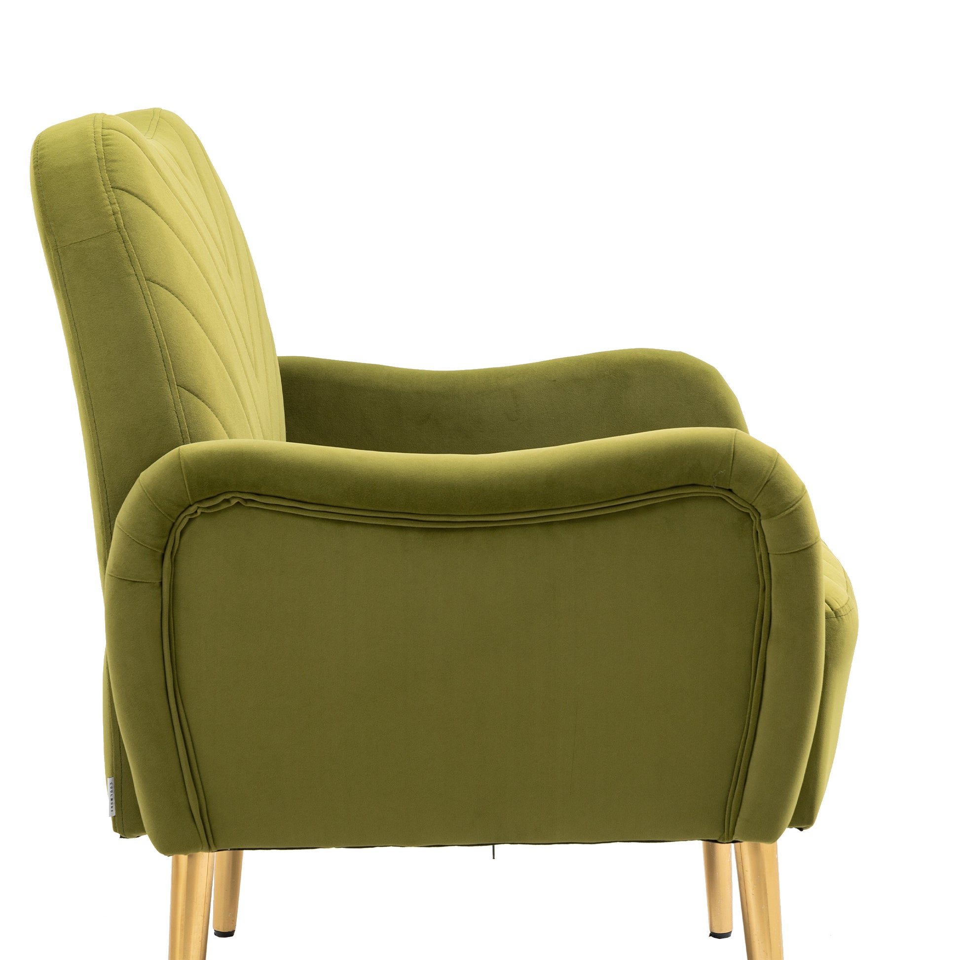 Coolmore Velvet Chairaccent Chair Living Room Lesiure Chair With Metal Feet Olive Polyester