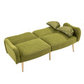 Coolmore Couches For Living Room 65 Inch, Mid Century Modern Velvet Beautiful Seats Sofa With 2 Bolster Pillows, Loveseat Armrest For Bedroom, Apartment, Home Office Olive Polyester