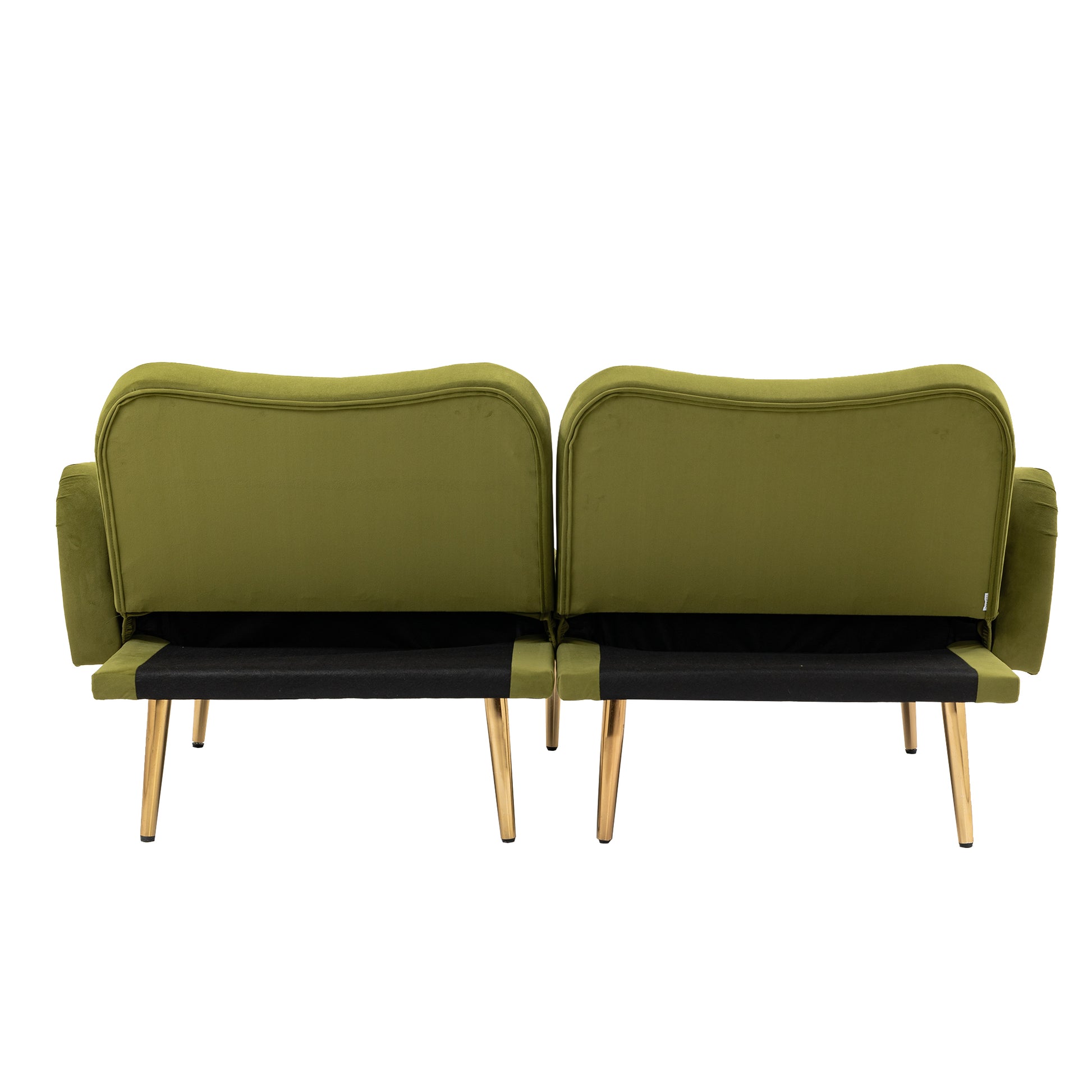 Coolmore Couches For Living Room 65 Inch, Mid Century Modern Velvet Beautiful Seats Sofa With 2 Bolster Pillows, Loveseat Armrest For Bedroom, Apartment, Home Office Olive Polyester