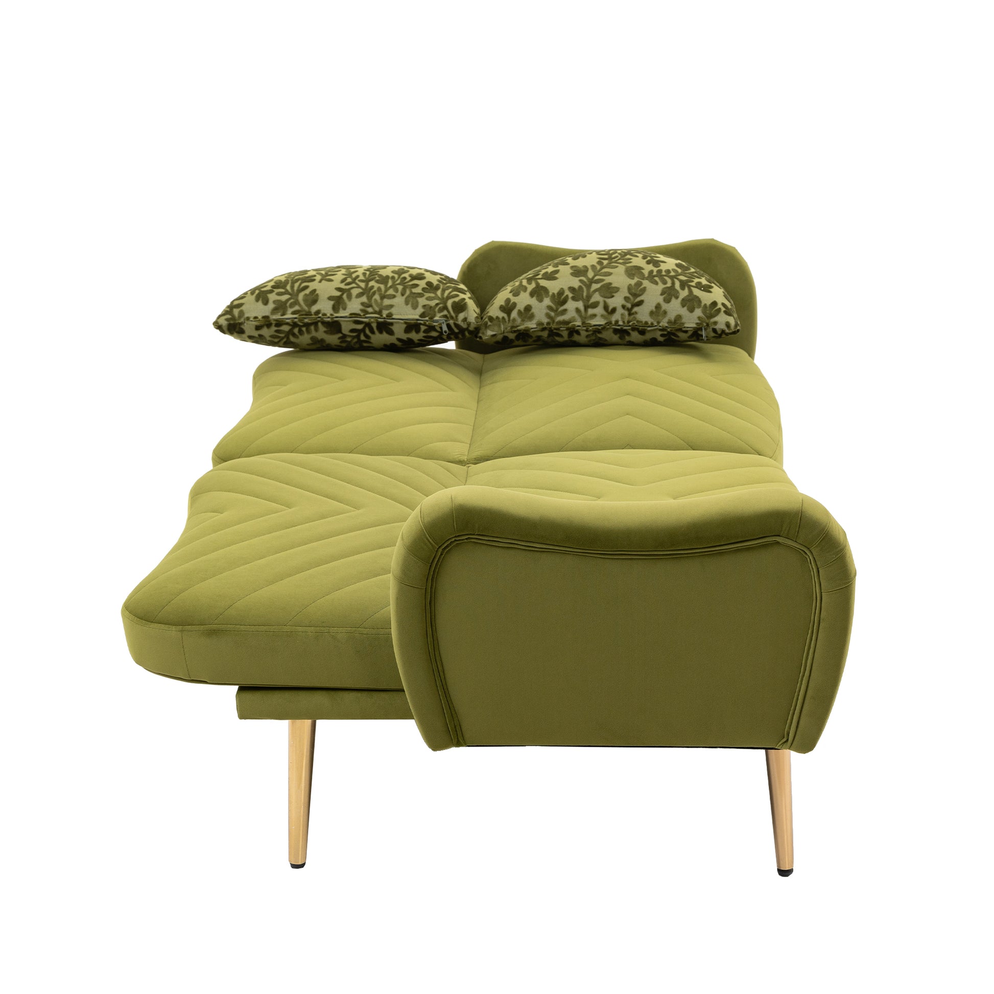Coolmore Couches For Living Room 65 Inch, Mid Century Modern Velvet Beautiful Seats Sofa With 2 Bolster Pillows, Loveseat Armrest For Bedroom, Apartment, Home Office Olive Polyester
