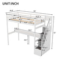 Twin Size Loft Bed With Storage Staircase And Built In Desk, White Old Sku:Gx000903Aak White Pine