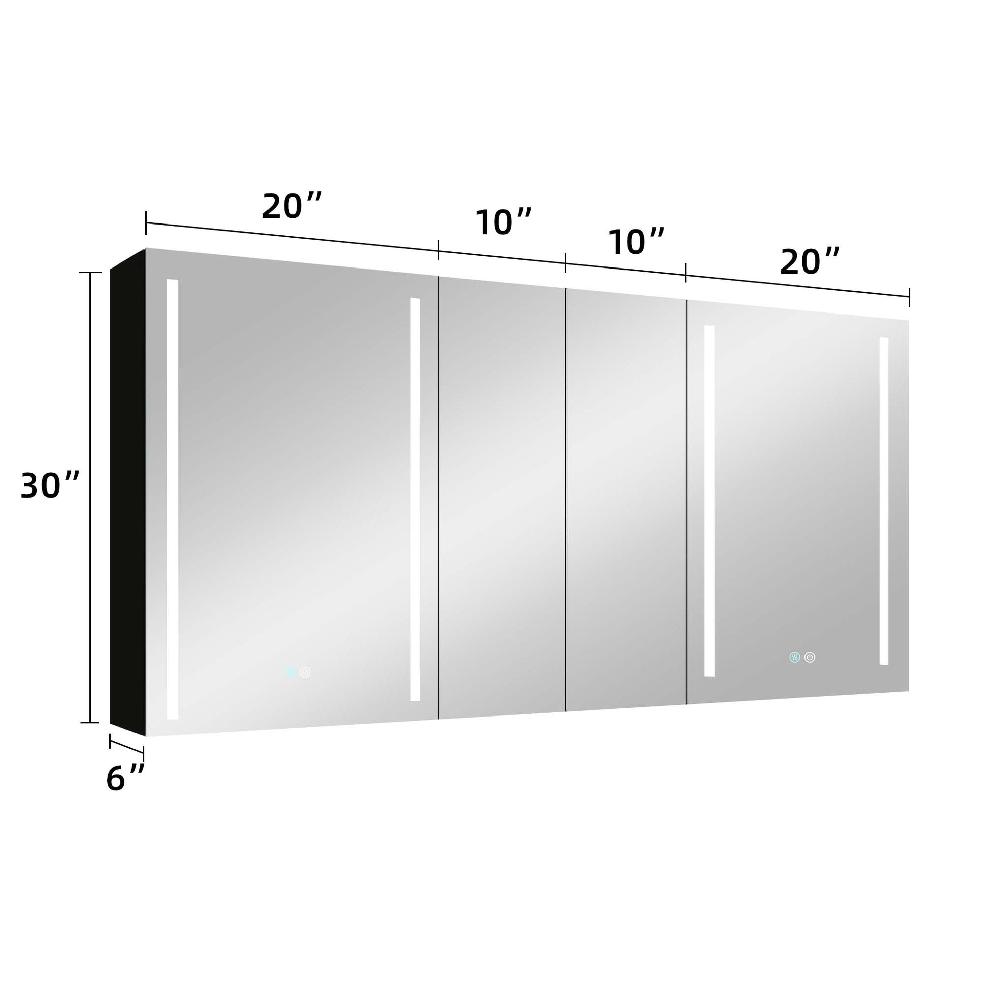 60X30 Inch Led Bathroom Medicine Cabinet Surface Mount Double Door Lighted Medicine Cabinet, Medicine Cabinets For Bathroom With Mirror Defogging, Dimmer Black Black Modern Aluminium