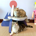 Scratchme Cat Scratcher Post Board, Mount Fuji Shape Cat Scratching Lounge Bed, Durable Pad Prevents Furniture Damage Blue Plywood