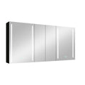 60X30 Inch Led Bathroom Medicine Cabinet Surface Mount Double Door Lighted Medicine Cabinet, Medicine Cabinets For Bathroom With Mirror Defogging, Dimmer Black Black Modern Aluminium