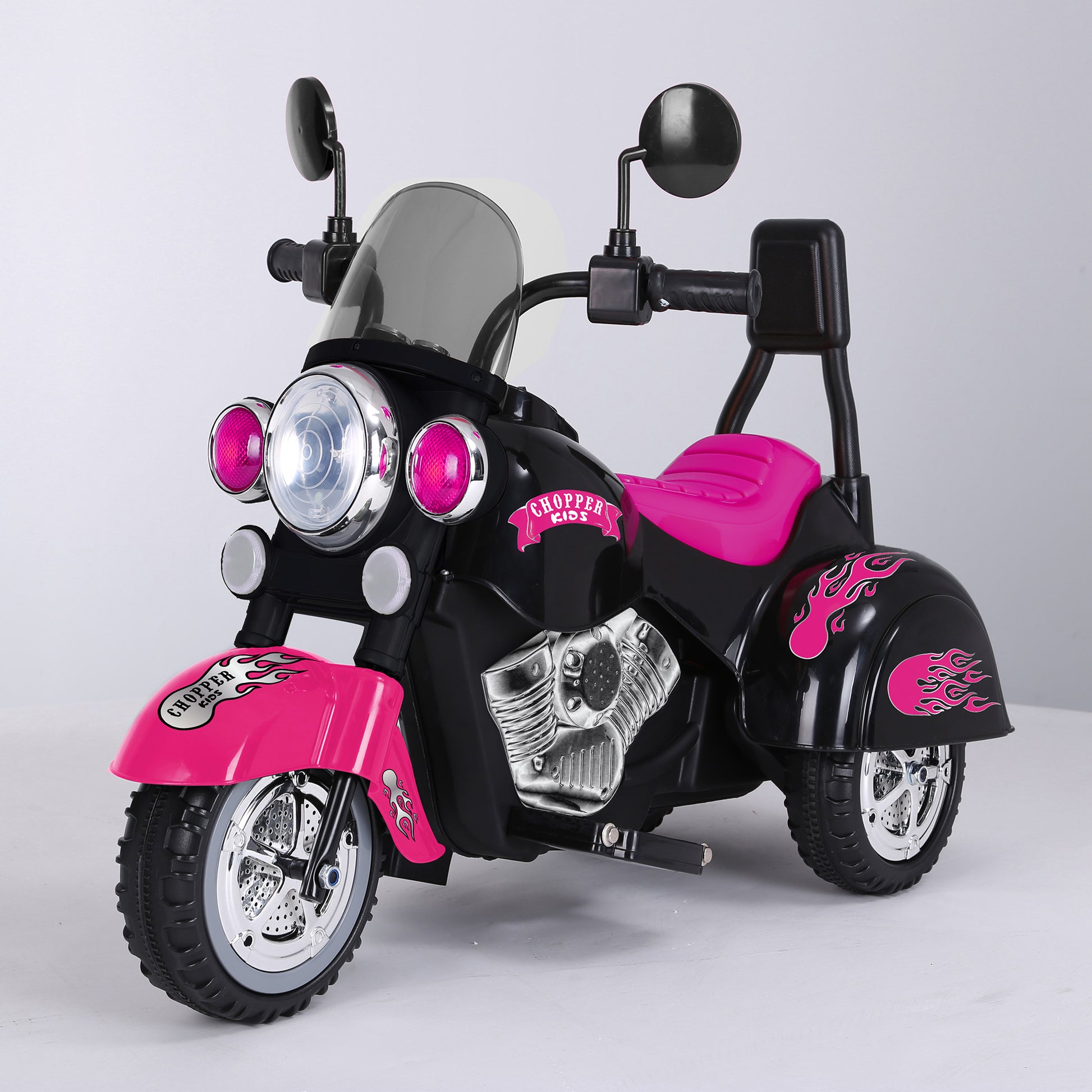 Kids Ride On Motorcycle Toy, 3 Wheel Chopper Motorbike With Led Colorful Headlights Horn, Pink 6V Battery Powered Riding On Electric Harley Motorcycle For Boys Girls Pink Polypropylene