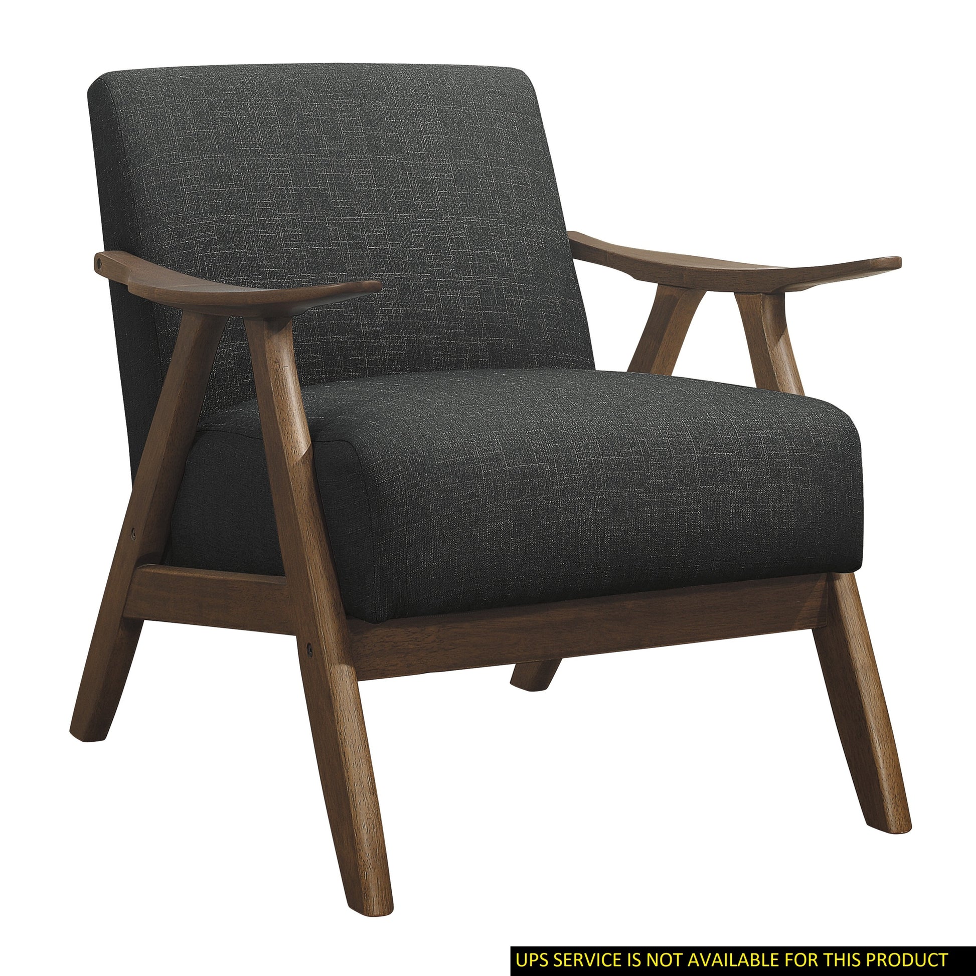 Modern Home Furniture Dark Gray Fabric Upholstered 1Pc Accent Chair Cushion Back And Seat Walnut Finish Solid Rubber Wood Furniture Dark Gray Primary Living Space Retro Solid Wood