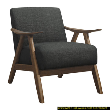 Modern Home Furniture Dark Gray Fabric Upholstered 1Pc Accent Chair Cushion Back And Seat Walnut Finish Solid Rubber Wood Furniture Dark Gray Primary Living Space Retro Solid Wood