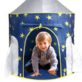 Kids Tent Rocket Space, Kids Play Tent, Unicorn Tent For Boys & Girls, Kids Playhouse, Pop Up Tents Foldable, Toddler Tent, Gift For Kids, Indoor & Outdoor, Blue, Space Theme Blue Polyester