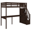 Twin Size Loft Bed With Storage Staircase And Built In Desk, Espresso Old Sku:Gx000903Aap Espresso Pine