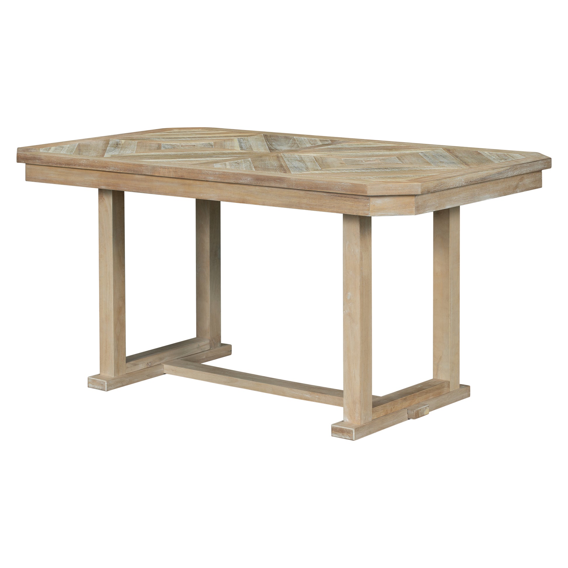 6 Piece Rubber Wood Dining Table Set With Beautiful Wood Grain Pattern Tabletop Solid Wood Veneer And Soft Cushion Natural Wood Wash Natural Wood Wash Solid Wood