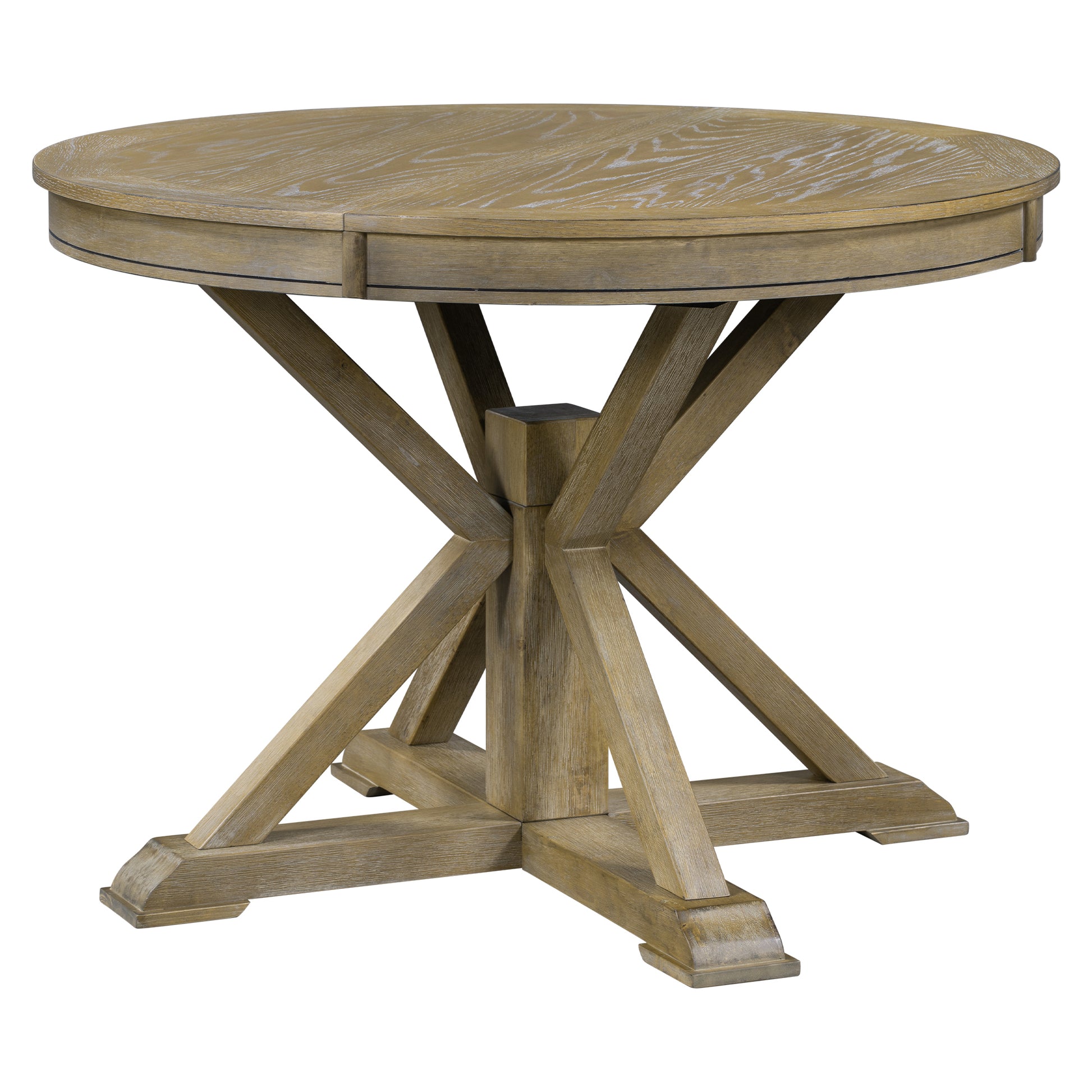 Retro Functional Extendable Dining Table With A 12" Leaf For Dining Room And Living Room Natural Wood Wash Natural Wood Wash Solid Wood Mdf