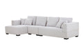 134'' Mid Century Modern Sofa L Shape Sectional Sofa Couch Left Chaise For Living Room, Beige Blue Fabric