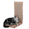 Fluffydream Cat Scratcher With Cat Toys Ball Track, Build In Ball, L Shaped Scratcher, Cardboard Lounge Bed, Stable And Durable, Furniture Protector, Reversible Brown Plywood