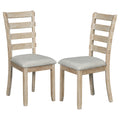 6 Piece Rubber Wood Dining Table Set With Beautiful Wood Grain Pattern Tabletop Solid Wood Veneer And Soft Cushion Natural Wood Wash Natural Wood Wash Solid Wood