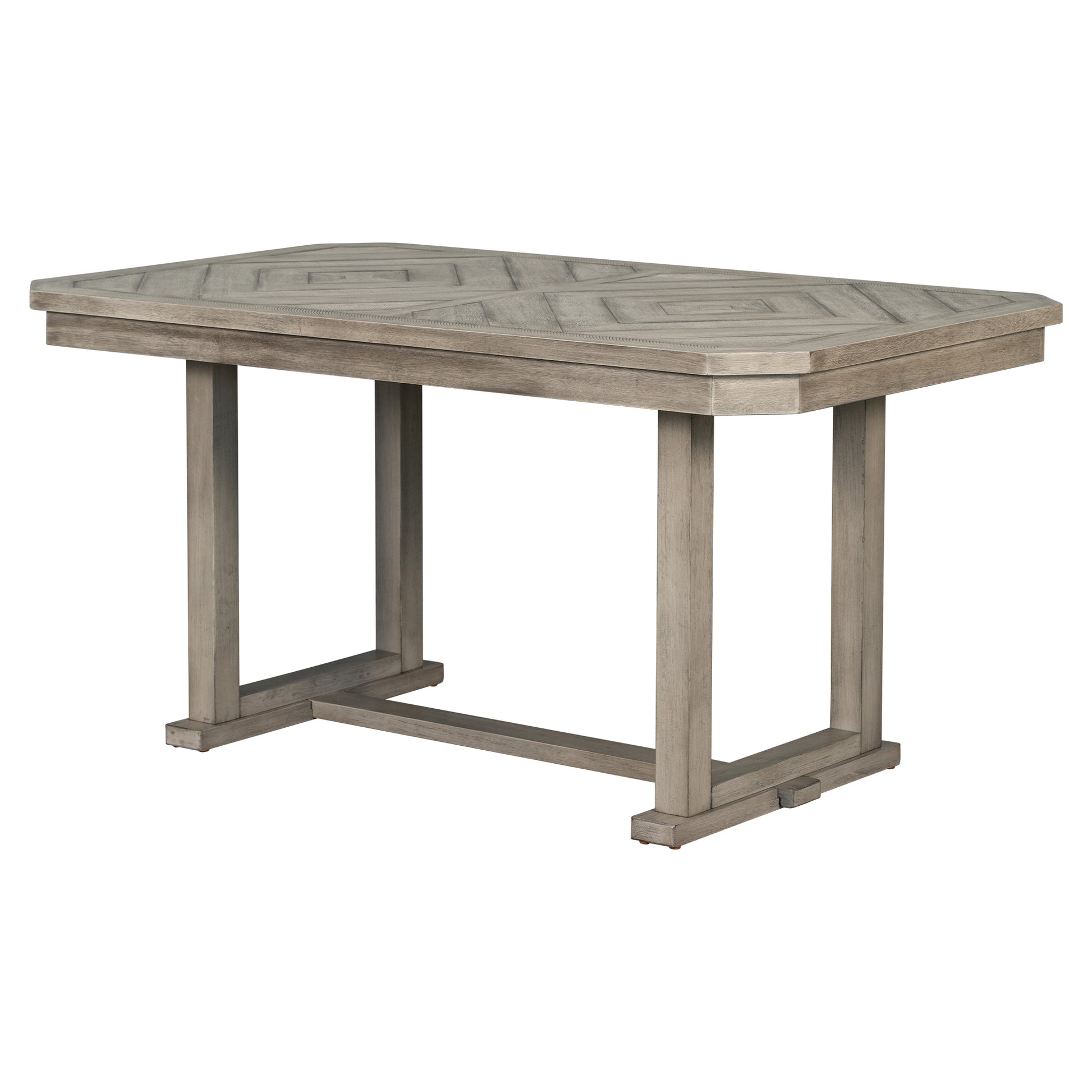 6 Piece Rubber Wood Dining Table Set With Beautiful Wood Grain Pattern Tabletop Solid Wood Veneer And Soft Cushion Gray Gray Solid Wood