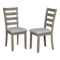 6 Piece Rubber Wood Dining Table Set With Beautiful Wood Grain Pattern Tabletop Solid Wood Veneer And Soft Cushion Gray Gray Solid Wood