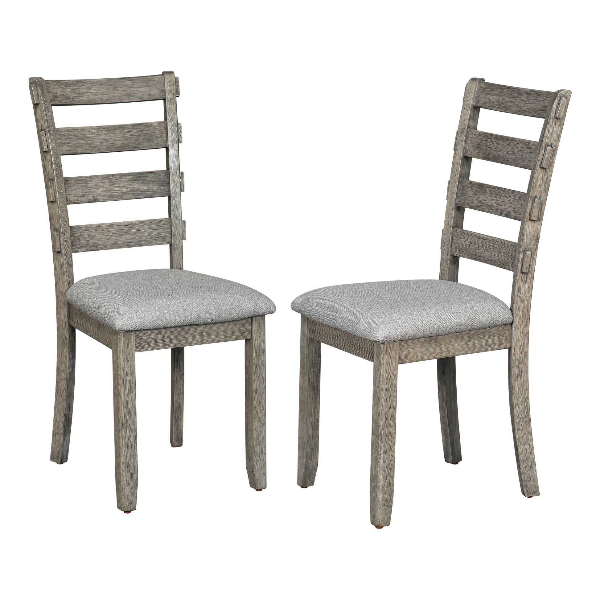 6 Piece Rubber Wood Dining Table Set With Beautiful Wood Grain Pattern Tabletop Solid Wood Veneer And Soft Cushion Gray Gray Solid Wood