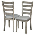 6 Piece Rubber Wood Dining Table Set With Beautiful Wood Grain Pattern Tabletop Solid Wood Veneer And Soft Cushion Gray Gray Solid Wood