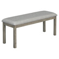 6 Piece Rubber Wood Dining Table Set With Beautiful Wood Grain Pattern Tabletop Solid Wood Veneer And Soft Cushion Gray Gray Solid Wood